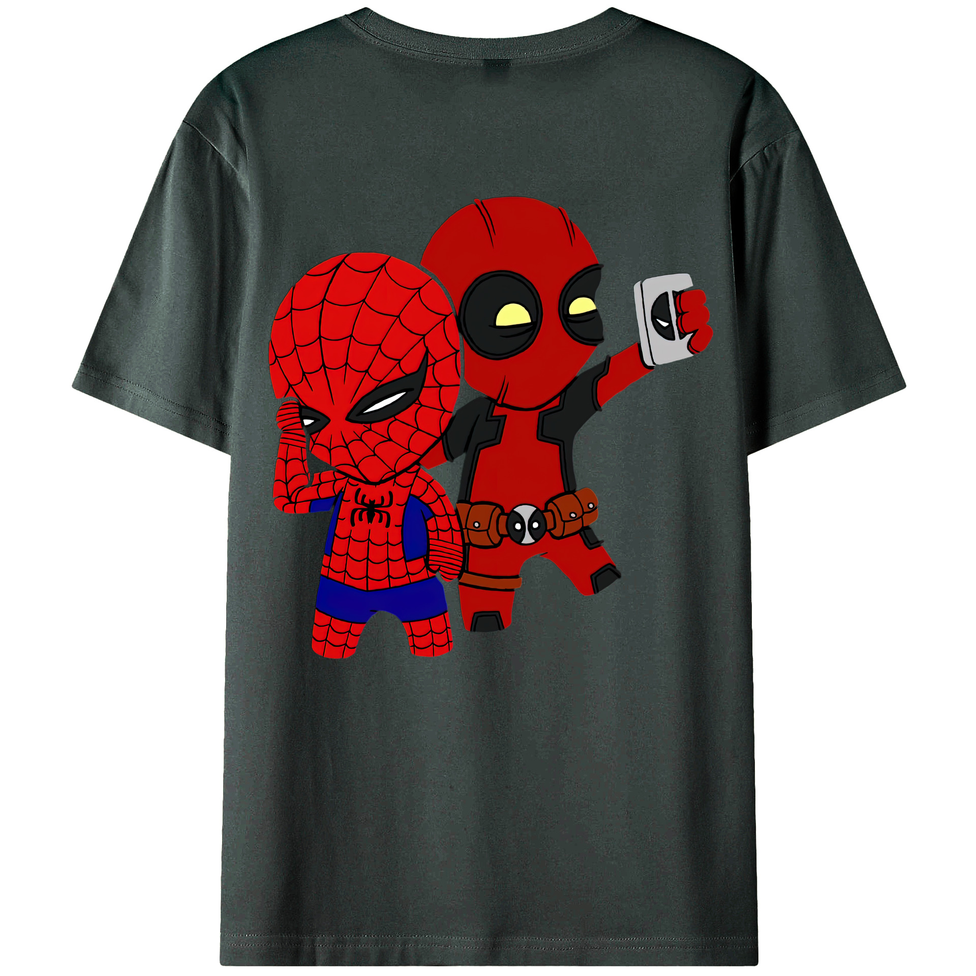（画像用） Deadpool デッドプール 綿100％ メンズ半袖Tシャツ（バックプリント） 通気性